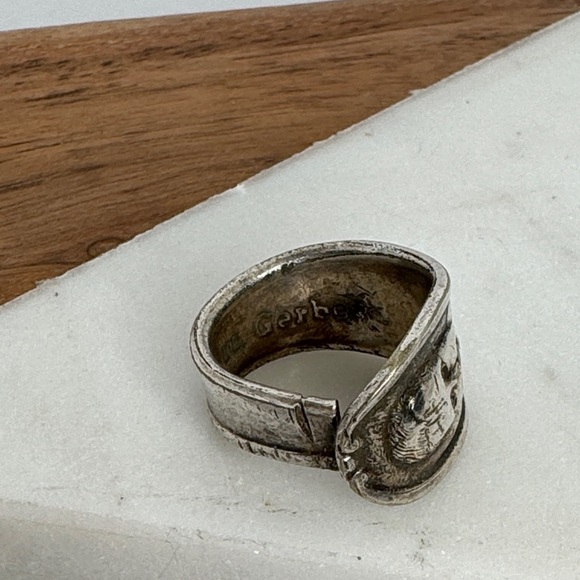 Vintage Gerber Baby Silver Plated Spoon Ring Sz 4.5 Lot D51 - Picture 4 of 11